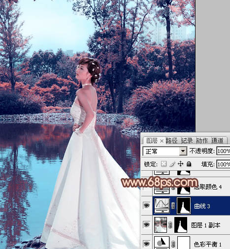 Photoshop将外景婚片打造出古典暗调橙红色