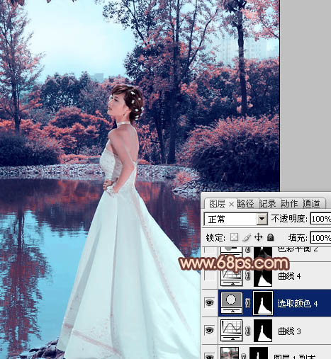 Photoshop将外景婚片打造出古典暗调橙红色