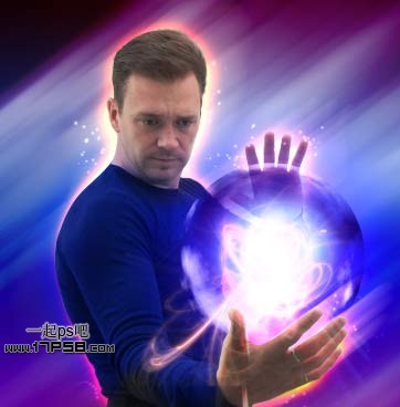 Photoshop为帅哥加上超炫的魔法能量水晶球