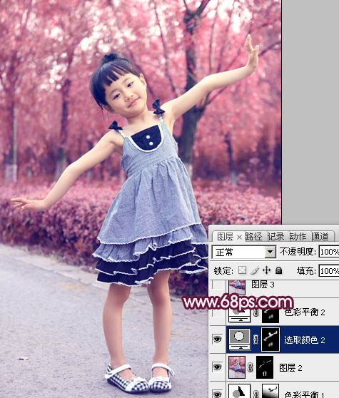 Photoshop将外景儿童图片快速打造出漂亮的蓝紫色