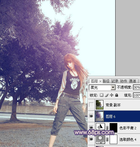 Photoshop为外景人物图片增加淡淡的中性紫色
