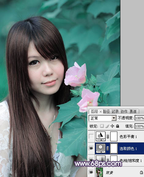 Photoshop将写真人物图片调制出甜美的青紫色效果