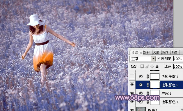 Photoshop为草原人物图片调制出梦幻的蓝红色效果