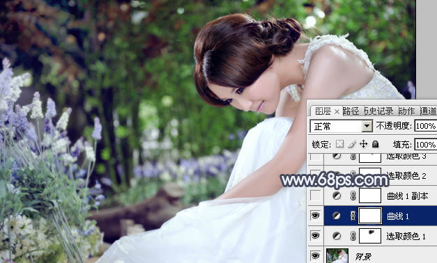 Photoshop为甜美的美女婚片打造出暗调蓝褐色效果