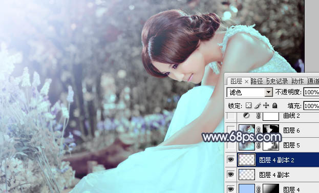 Photoshop为甜美的美女婚片打造出暗调蓝褐色效果