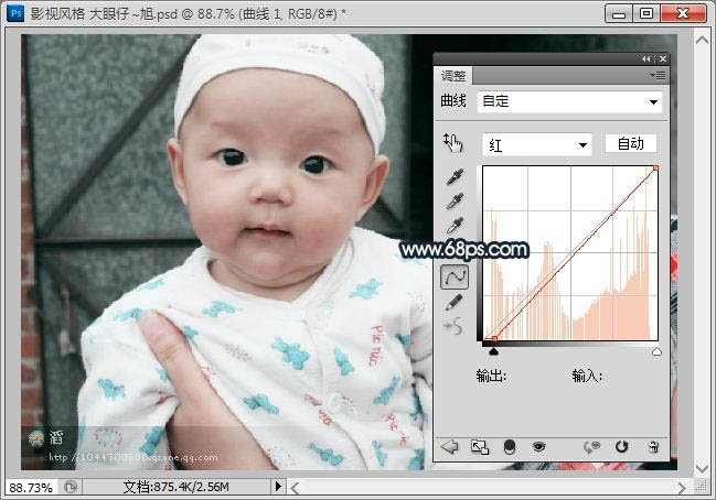 Photoshop将可爱宝宝照片调成漂亮的淡青色效果