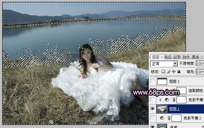 Photoshop 仿V2经典暗调蓝紫色效果婚片