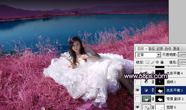 Photoshop 仿V2经典暗调蓝紫色效果婚片