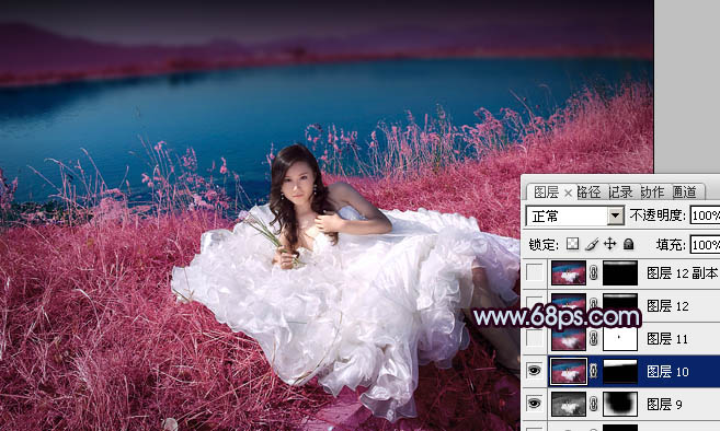 Photoshop 仿V2经典暗调蓝紫色效果婚片