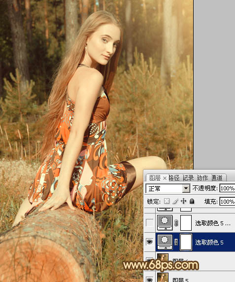 Photoshop将树林美女图片调成淡淡的橙色调