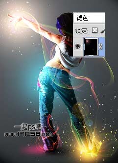 photoshop将美女图片合成动感的彩色光电效果