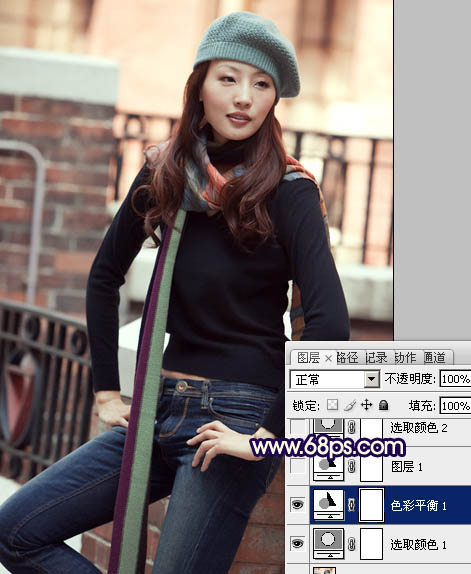 Photoshop将街道美女图片加上淡淡的舒适的暖色调效果