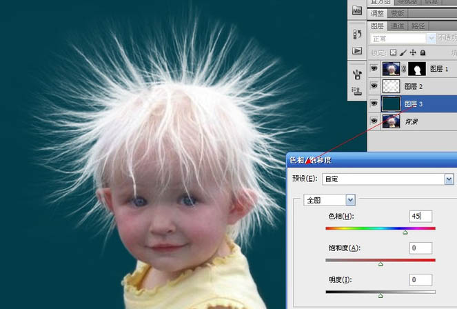 Photoshop用通道工具抠出儿童散乱的头发