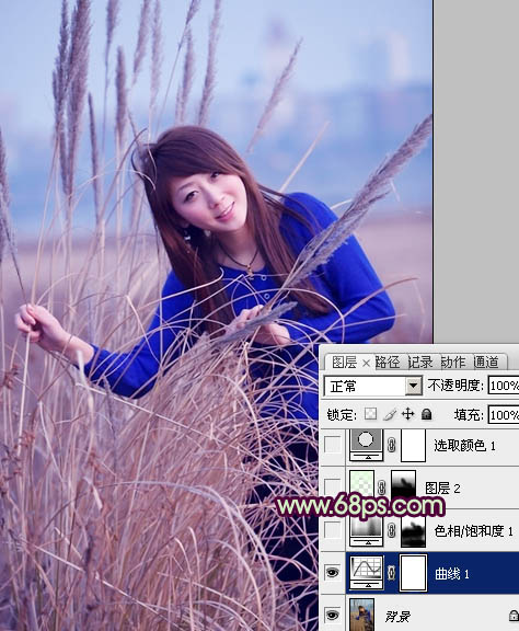 Photosho将外景人物图片添加上流行的日韩淡褐色