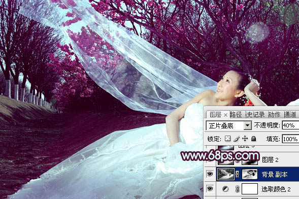 Photoshop制作柔美的暗调紫色婚片