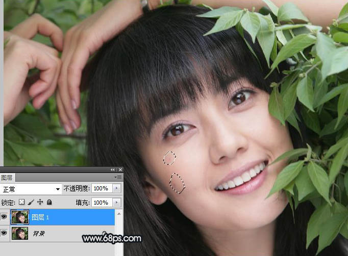 Photoshop将绿色背景美女图片打造出非常干净的中性色效果