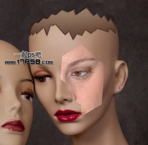 photoshop将美女模特头像制作成破裂的雕像效果教程