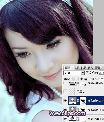Photoshop将美女头像图片调出经典的朦胧紫色调效果