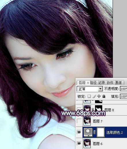 Photoshop将美女头像图片调出经典的朦胧紫色调效果