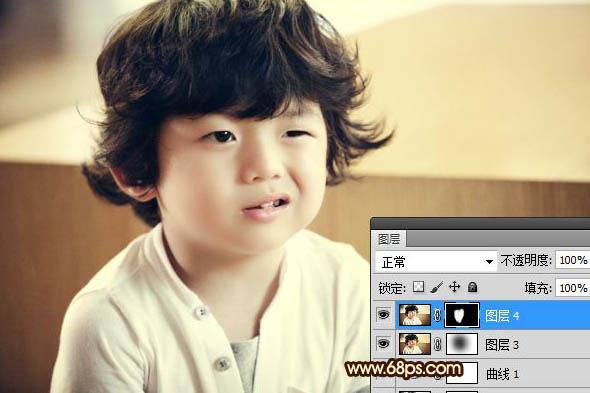 Photoshop将可爱的儿童图片打造成中性淡黄色效果
