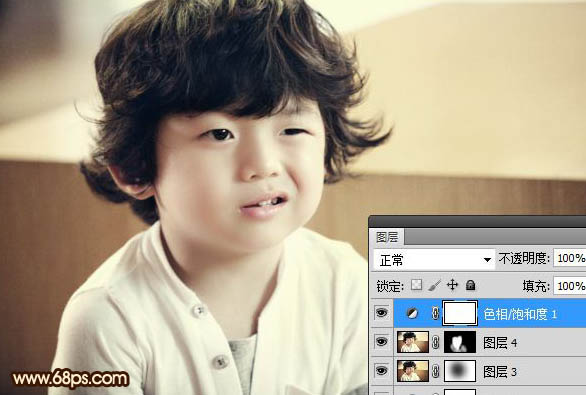 Photoshop将可爱的儿童图片打造成中性淡黄色效果
