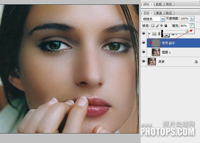 photoshop将人物图片的脸部制作成细节非常突出的磨皮效果