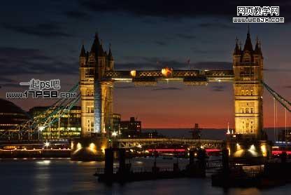 Photoshop将伦敦桥夜景图片制作出移轴镜头特效图片效果实例教程