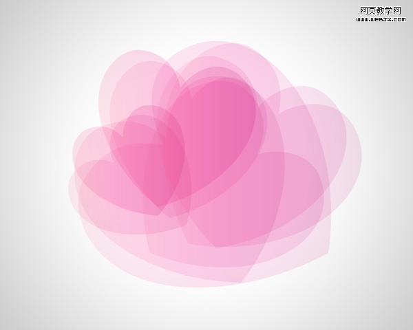 Photoshop将用心形工具绘制出粉红色的心形图案效果