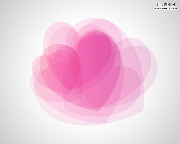 Photoshop将用心形工具绘制出粉红色的心形图案效果