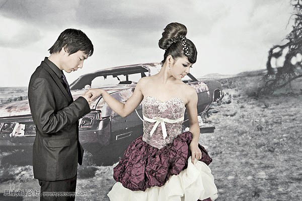 Photoshop将外景婚片调制出清晰有韵味的古典中性色