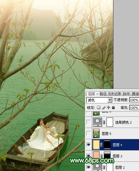 Photoshop制作灿烂的春季绿色婚片