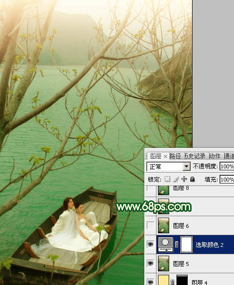 Photoshop制作灿烂的春季绿色婚片