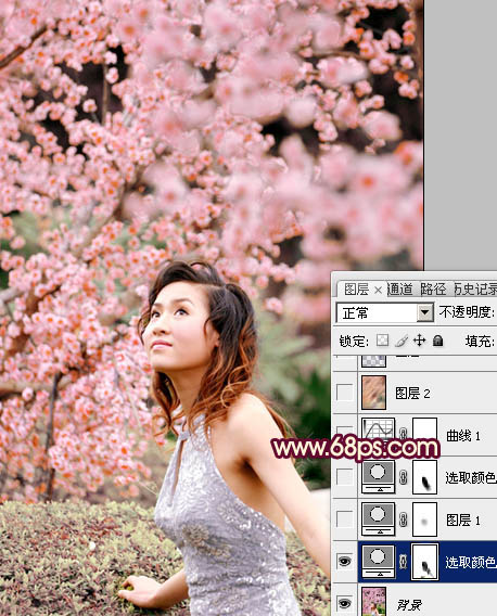 Photoshop将春季外景图片调成柔美的粉红色