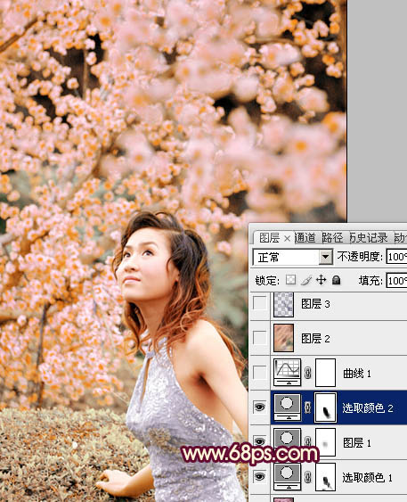 Photoshop将春季外景图片调成柔美的粉红色