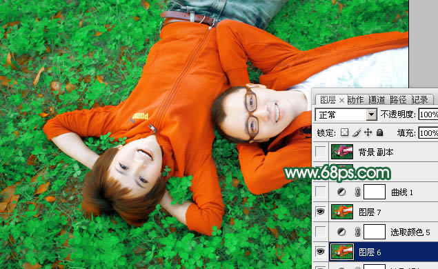 Photoshop将情侣图片调成甜美的橙红色