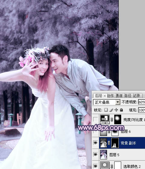 Photoshop将外景婚片打造成浪漫的紫红色