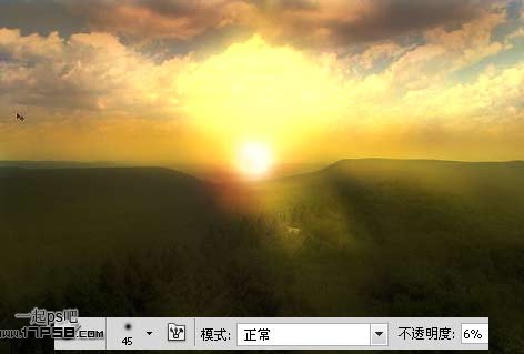 Photoshop制作漂亮的森林日出效果