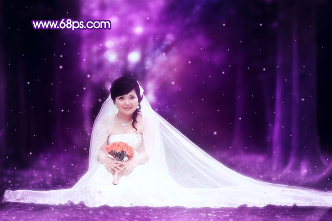 Photoshop图片处理教程之打造超梦幻的紫色婚片