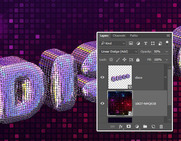 Photoshop利用自带的3D工具制作闪烁的舞厅灯光立体字