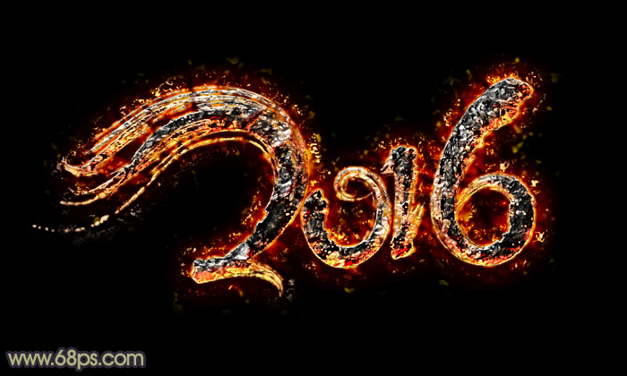 Photoshop设计制作大气酷炫的2016熔岩火焰字