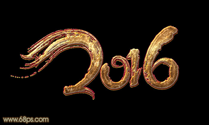 Photoshop设计制作高质感的2016金色金属字