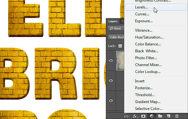 Photoshop设计制作藤蔓中露出的金色墙壁字