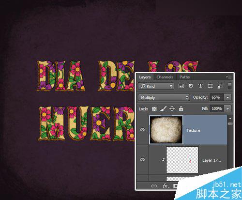 Photoshop制作简易复古的亡灵节万寿菊花朵艺术字教程