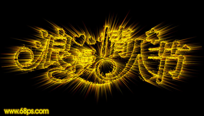 Photoshop设计制作浪漫梦幻的情人节金黄色发光字