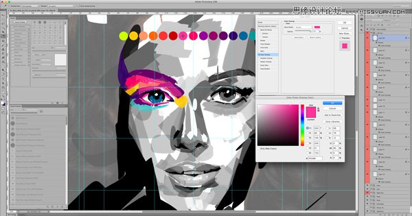 PS巧用图层和画笔功能制作抽象人物肖像画教程