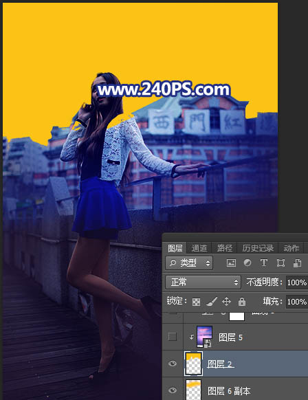 Photoshop给外景人像照片添加傍晚霞光效果教程