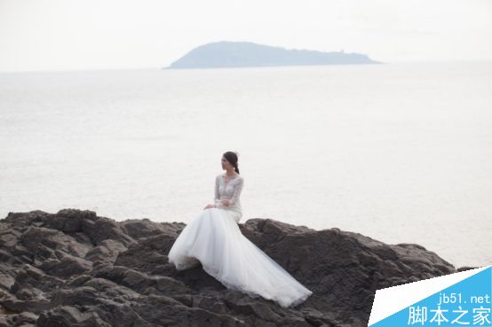 Photoshop打造夕阳美景的海边新娘照片