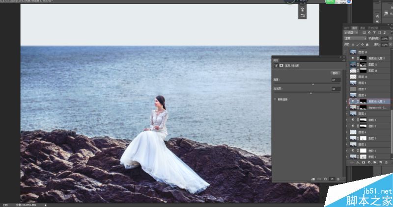 Photoshop打造夕阳美景的海边新娘照片