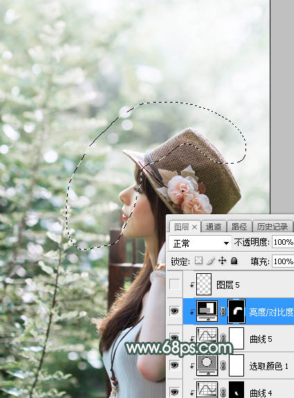 Photoshop将夏季美女图片打造除梦幻的古典中性绿色