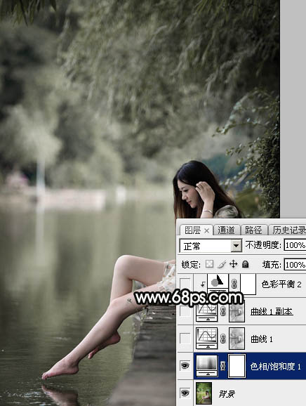 Photoshop为湖景人物图片打造唯美的中性黄褐色效果教程